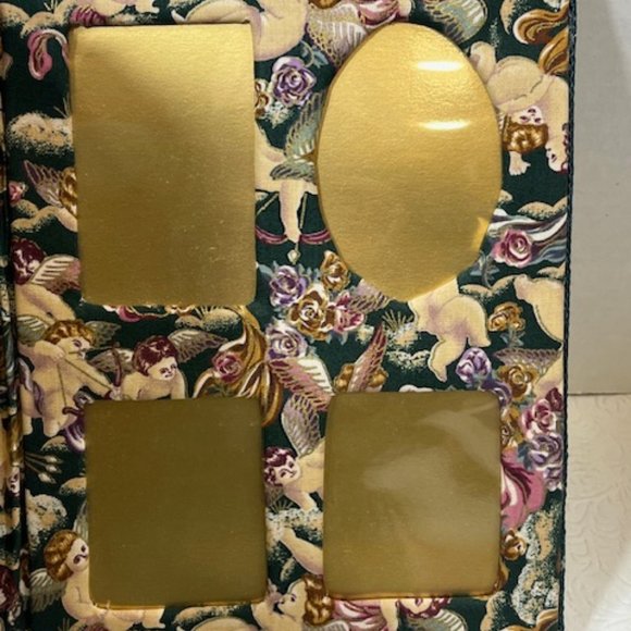 VTG Angel Cherubs Padded Floral Fabric Double Picture Frame Holds 7 Photos - Picture 6 of 11